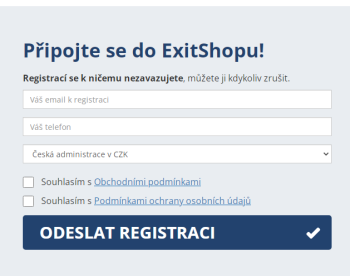 ExitShop - registrace a první kroky
